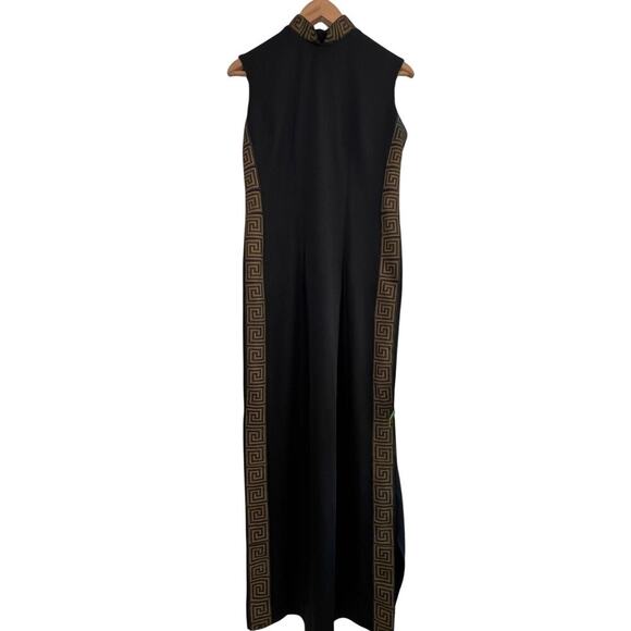 ALFRED SHAHEEN Vintage Black Gold Column Dress - Picture 1 of 14